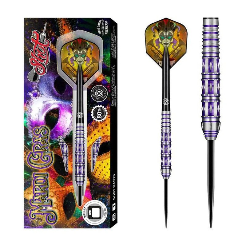 Shot Americana Mardi Gras 80% Tungsten Steel Tip Darts 23 GRAM