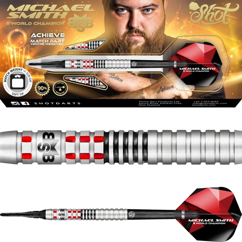 Shot – Michael Smith Achieve Darts – Soft Tip – 90% Tungsten – 18g 20g 18 grams