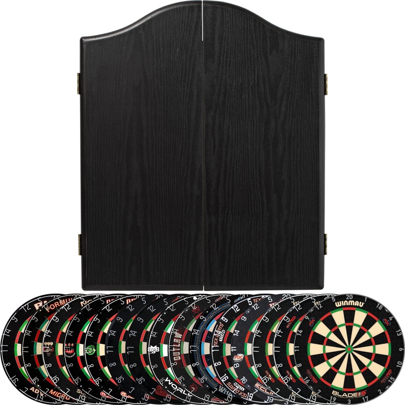 Winmau – Black Dartboard Cabinet & Dartboard Bundle – Choose Your Board Bulls NL – Advantage 501