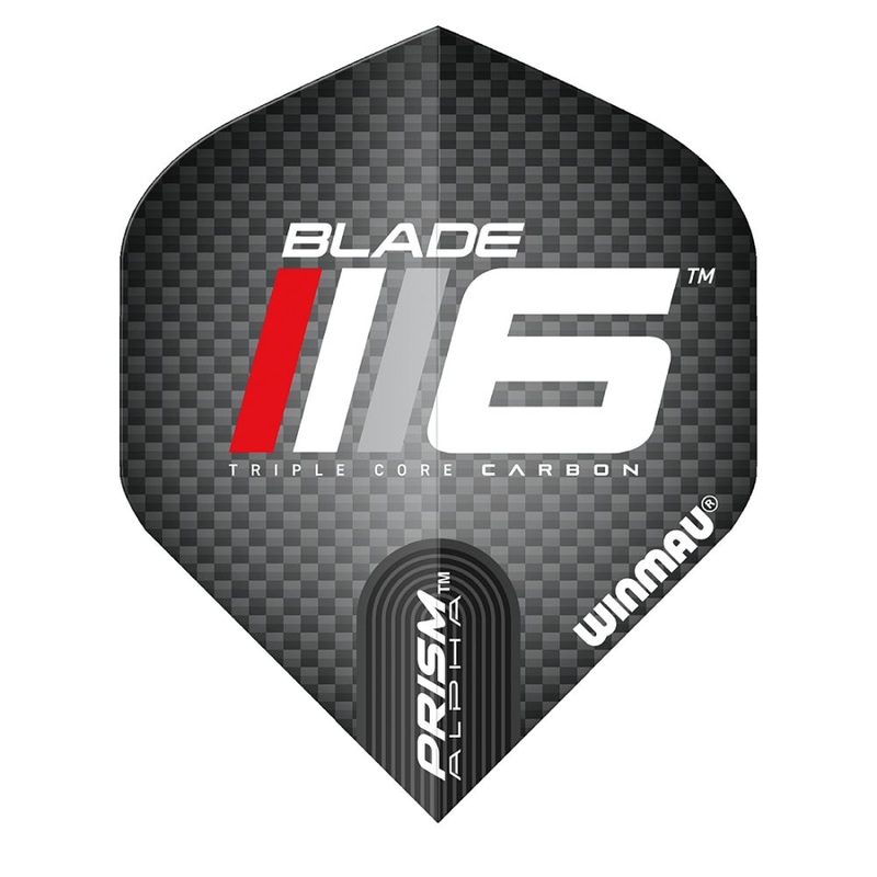 Winmau Prism Alpha Blade 6 Logo Black Dart Flights No2 Standard