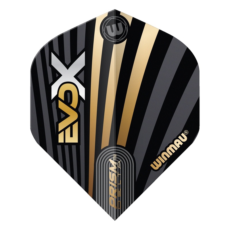 Winmau Prism Delta MvG (Michael Van Gerwen) EvoX Gold & Black Extra Thick Flights Standard 100 Micron Poly metronic extra thick