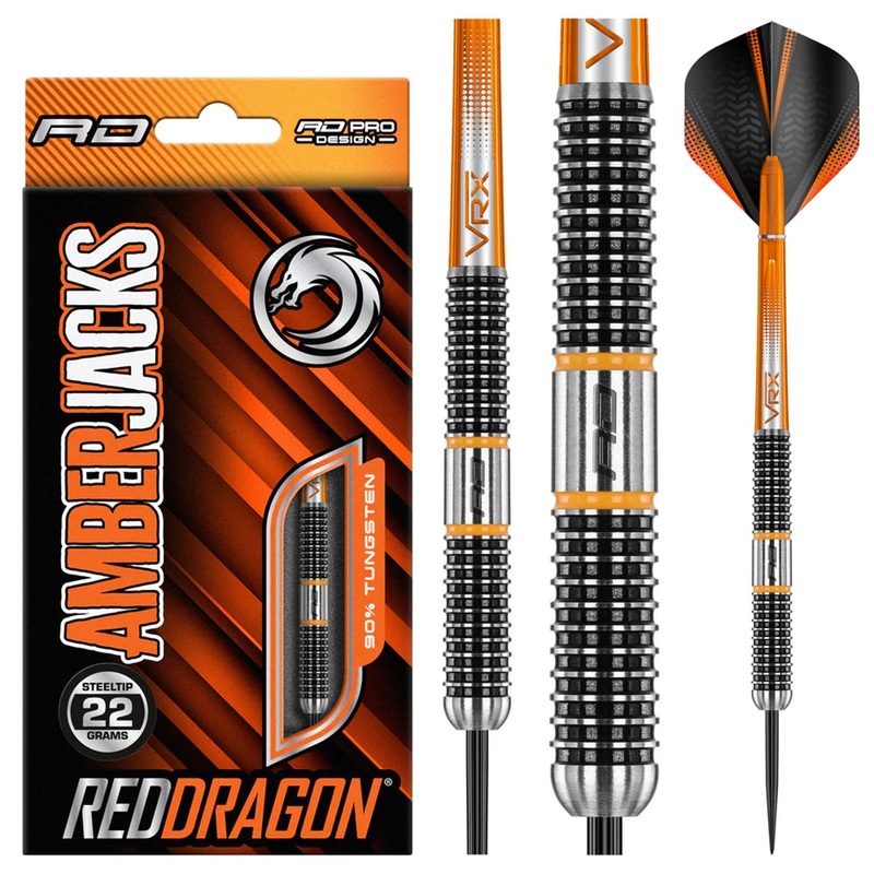 Amberjack 18 90% Tungsten Steel Tip Darts by Red Dragon 22 Gram