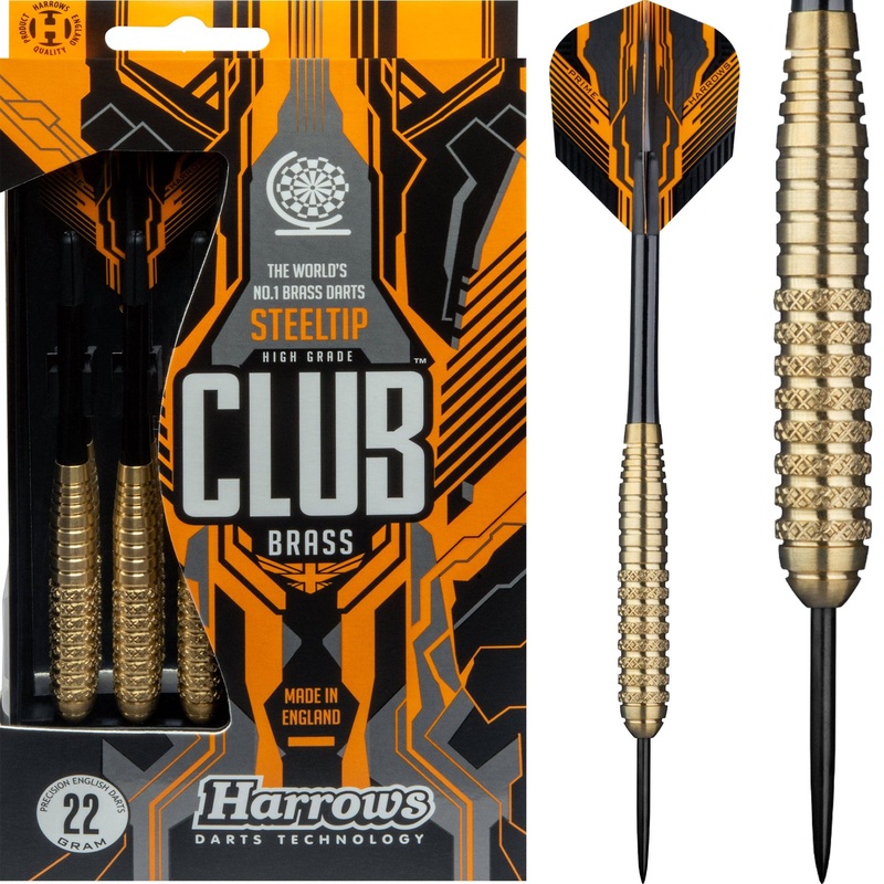 Harrows Club Brass Darts – Steel Tip – Solid Precision Brass – S05 – 22g 22g