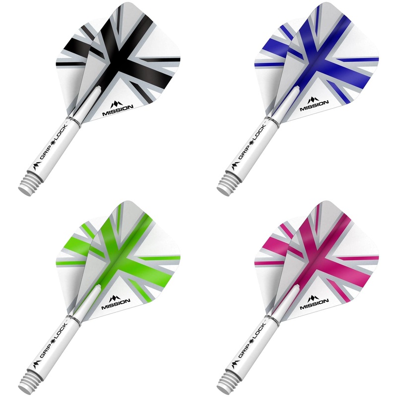 Mission Alliance White Dart Flights Combo With Griplock Shafts Black Short