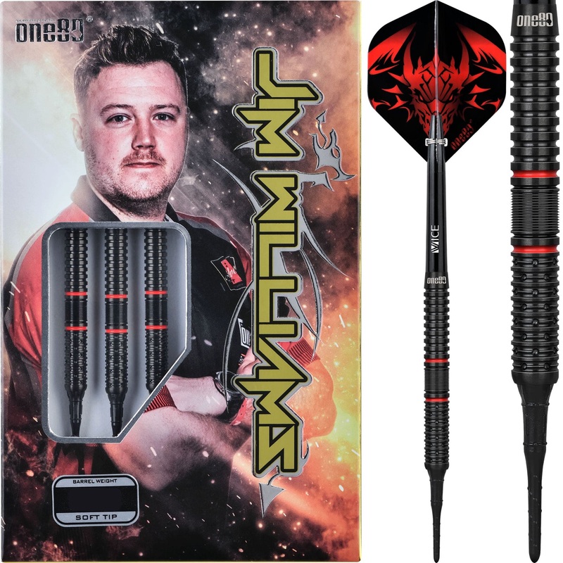 One80 Jim Williams Darts – Soft Tip – Black & Red 18g