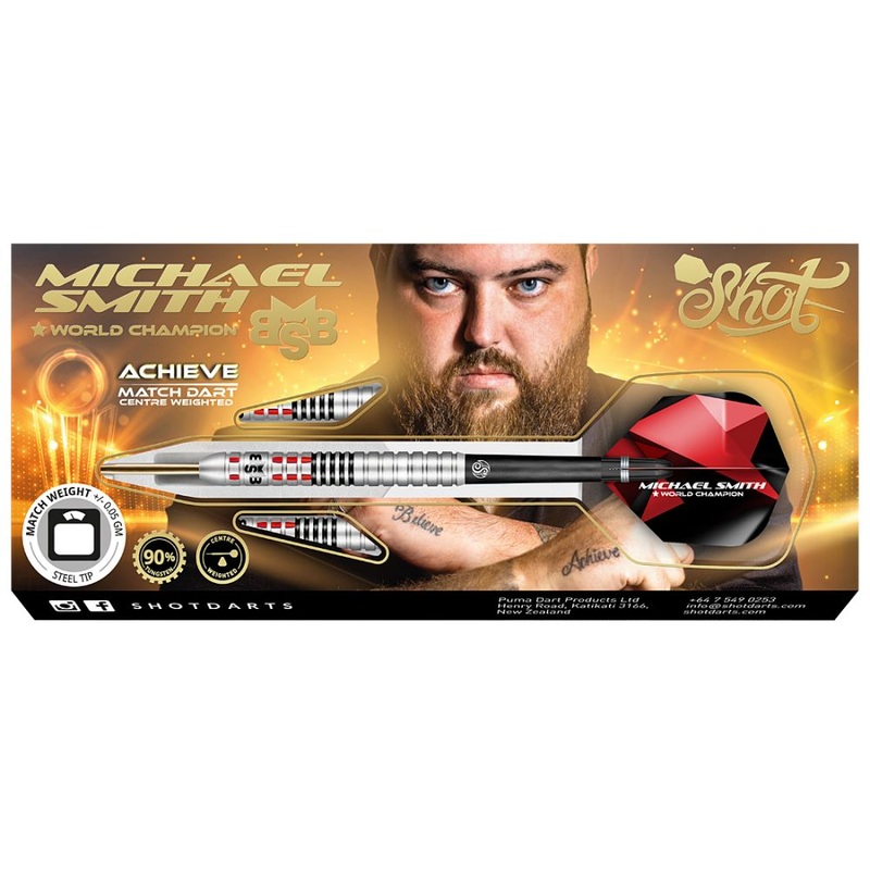 Shot Michael Smith Achieve Steel Tip Darts 90% Tungsten  Darts 2023 21 grams