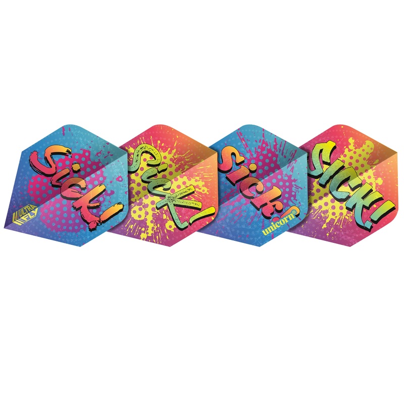 Ultrafly.100 Sick Graffiti Standard Dart Flights by Unicorn