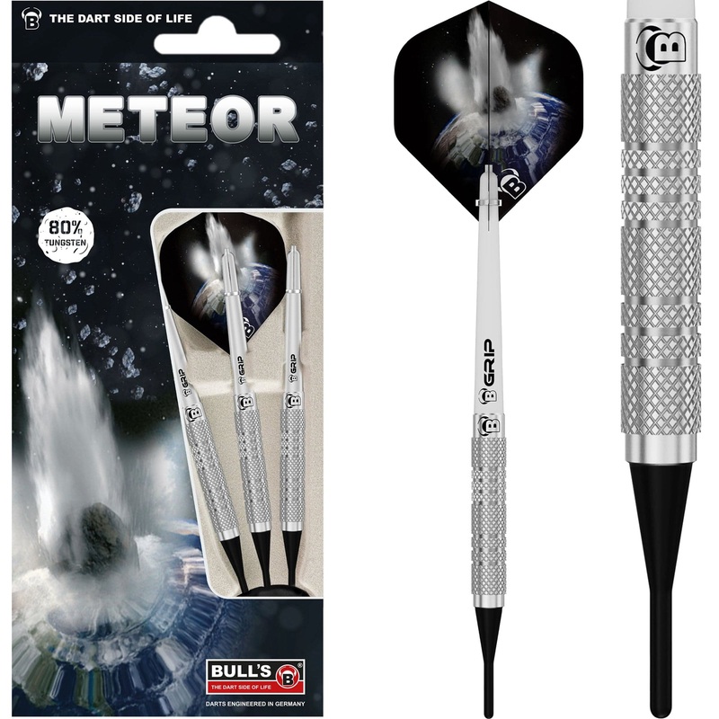 BULL’S Meteor Darts – Soft Tip – 80% Tungsten – MT2 – Full Knurl 16g