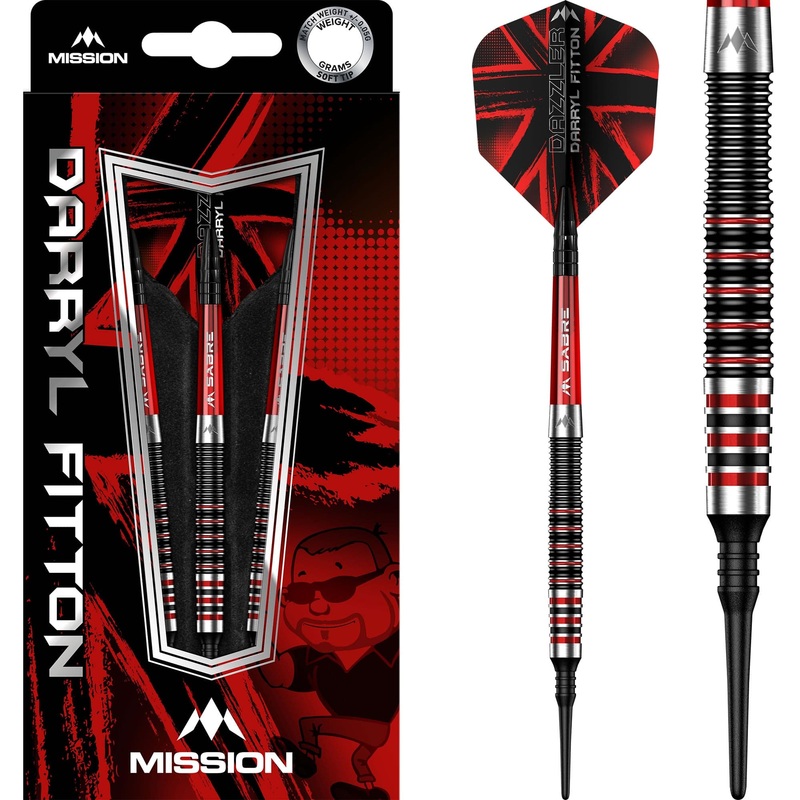 Mission Darryl Fitton Darts – Soft Tip – Electro Black & Red – The Dazzler – 18g 18g
