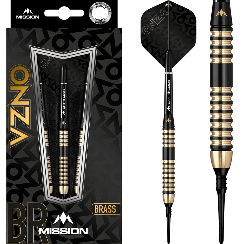 Mission Onza Darts – Soft Tip Brass – M4 – Black & Gold 19g