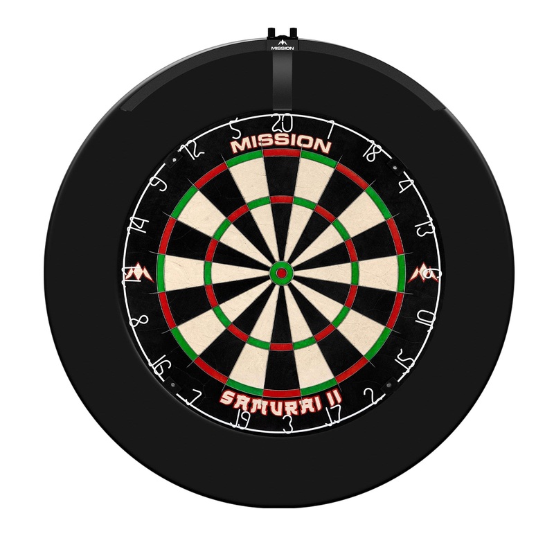 Mission Samurai II Dartboard Set – Dart Board, Surround & Torus 100 Light – Black
