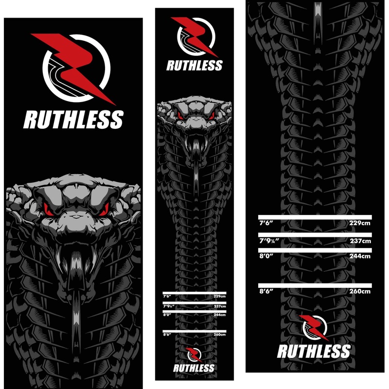 Ruthless Cobra Dart Mat – Carpet Mat – 290 cm x 60cm – Black & Grey