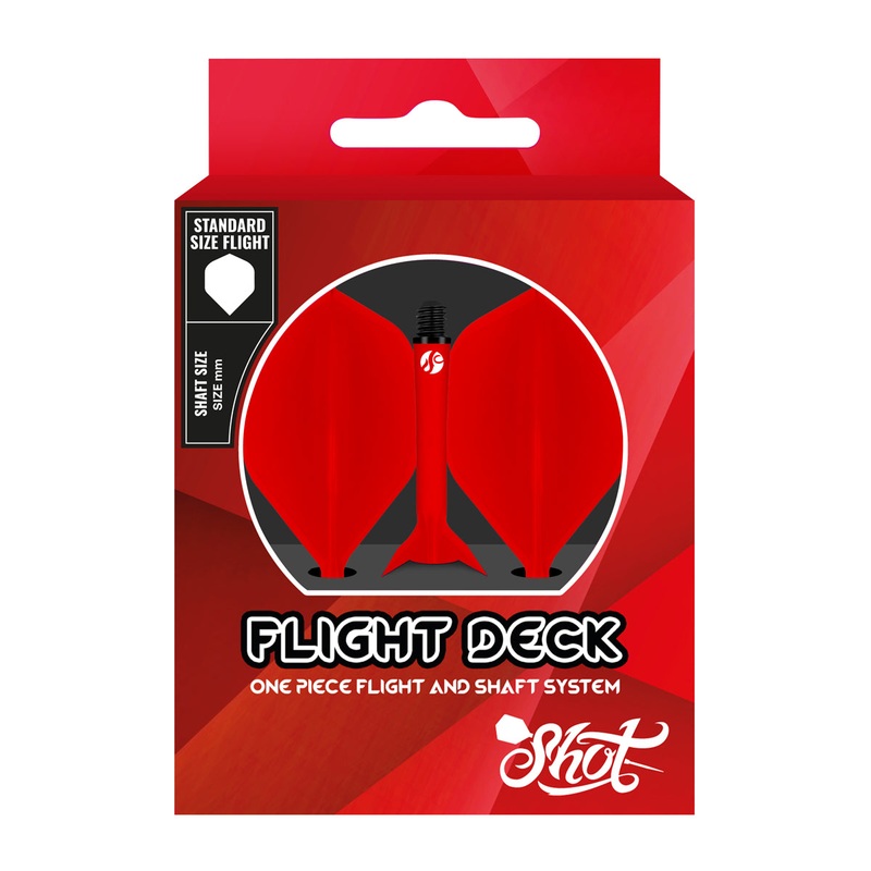 Shot Flight Deck One Piece Dart Flight and Shaft System Red Medium