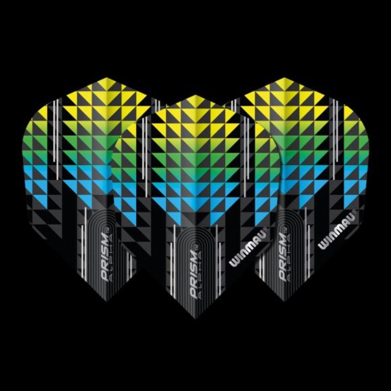 Winmau Prism Alpha Black, Yellow & Blue #6 Standard Extra Thick Flights Standard 100 Micron Poly metronic extra thick