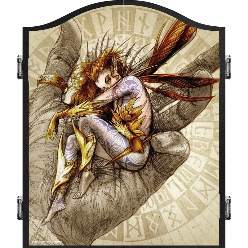 Alchemy Dartboard Cabinet – Official Licensed – Professional Design – Black – Futhark Faerie