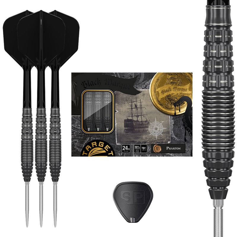 Black Marque Phantom 90% Tungsten SP Steel Tip Darts by Target Japan 22 Gram