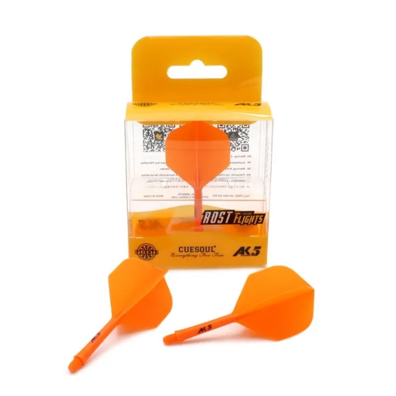 CUESOUL ROST AK5 Integrated Dart Shaft & Flight – Standard Shape – Medium – Orange Orange Medium (28mm in length excluding thread) Standard