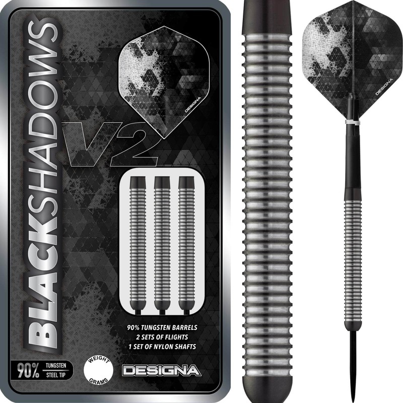 Designa – Black Shadow V2 M1 Darts – Steel Tip – 90% Tungsten – 21g 23g 25g 21 grams