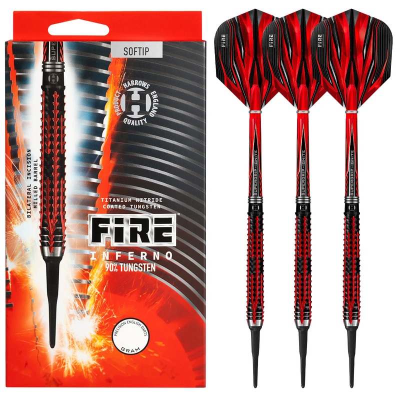 Harrows Fire Inferno – Soft Tip Darts – 90% Tungsten – 18g
