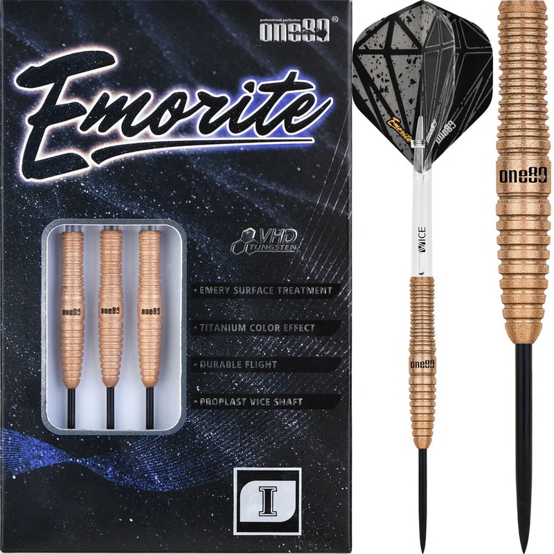 One80 Emorite 01 Rose Gold 23 gram 90% Tungsten Steel Tip Dart Set