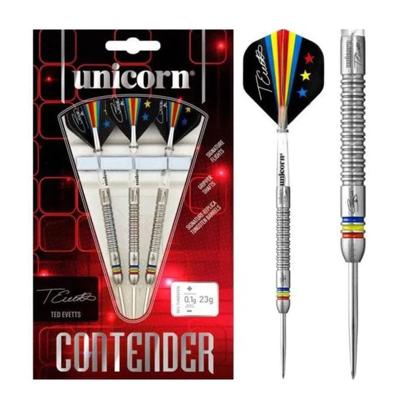 Unicorn Ted Evetts Contender 90% Tungsten Steel Tip Darts 23 GRAM