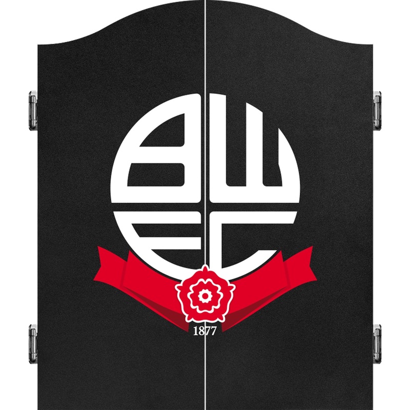 Bolton Wanderers Dartboard Cabinet – Official Licensed – BWFC – C1 – Black – White Logo