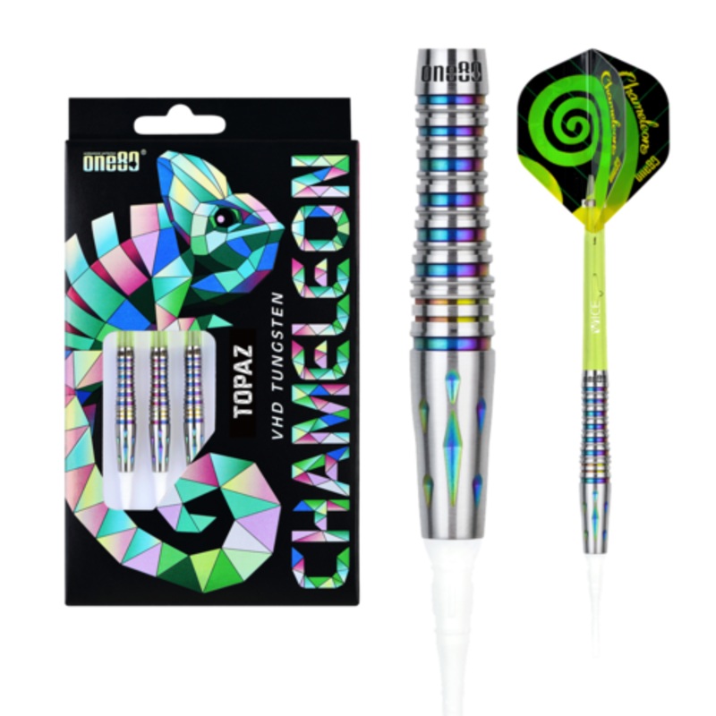 One80 Chameleon Topaz 18 gram 90% Tungsten Soft Tip Dart Set