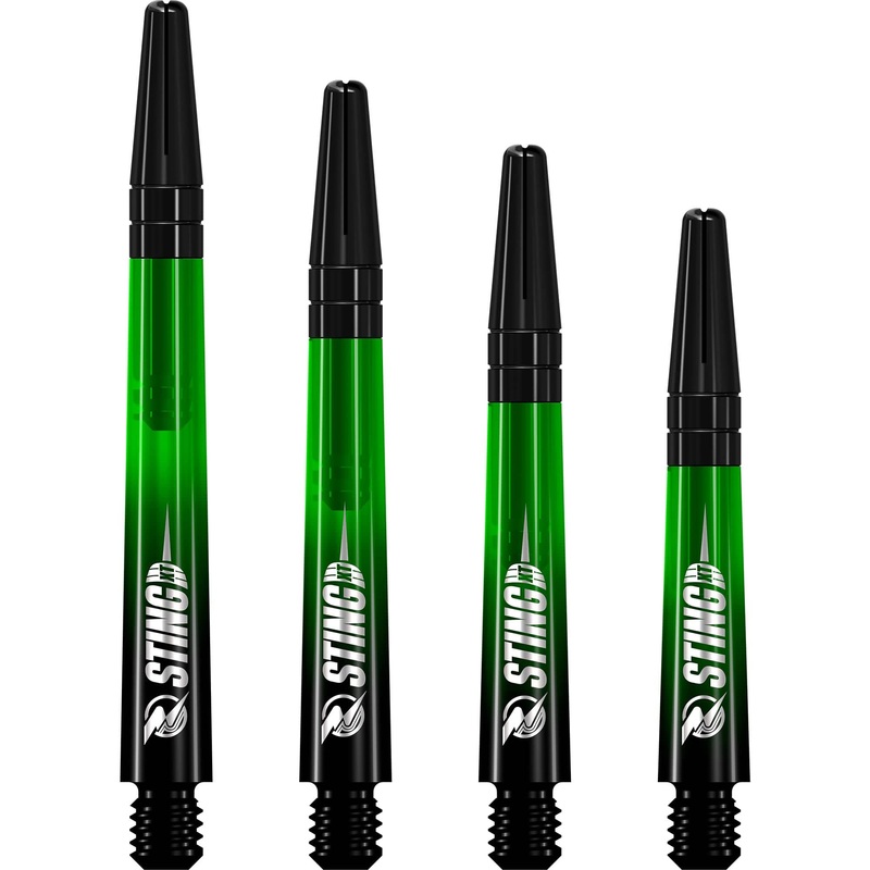Ruthless Sting XT Dart Shafts – Polycarbonate – Gradient Black & Green – Black Top Short