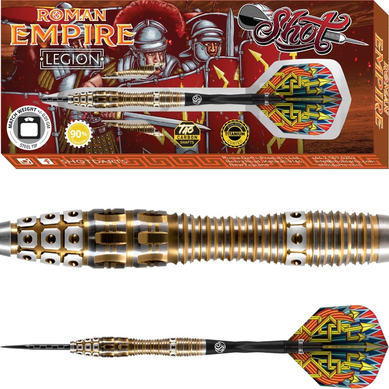 Shot – Roman Empire Legion Darts – Steel Tip – 90% Tungsten – 23g 24g 23 grams