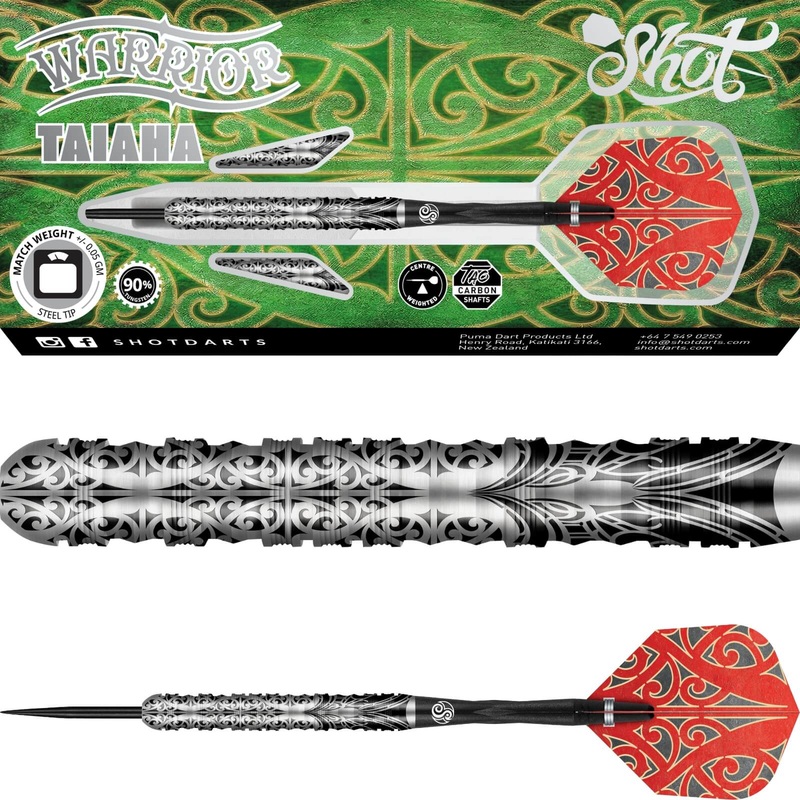Shot – Warrior Taiaha Darts – Steel Tip – 90% Tungsten – 21g 23g 24g 26g 28g 30g 21 grams