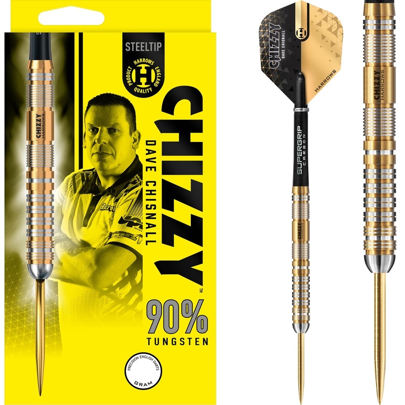 Harrows Chizzy v2 Darts – Steel Tip – 90% – Dave Chisnall – Gold Titanium 21g