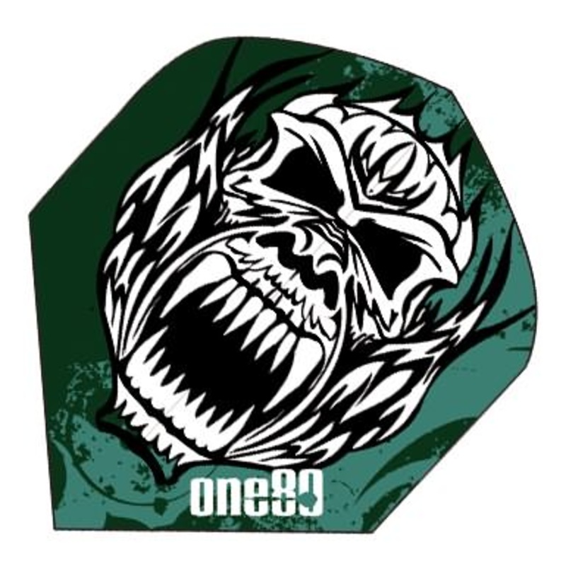 One80 Skull White/Teal Dart Flights Standard 100 Micron Poly