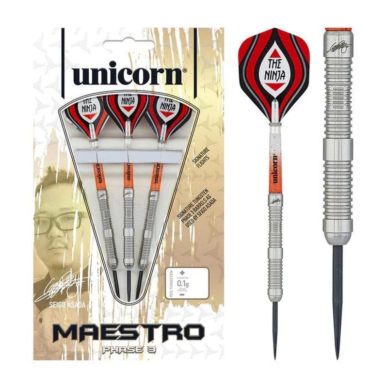Unicorn Seigo Asada Maestro Phase 3 Natural 95% Tungsten Steel Tip Darts 22 GRAM