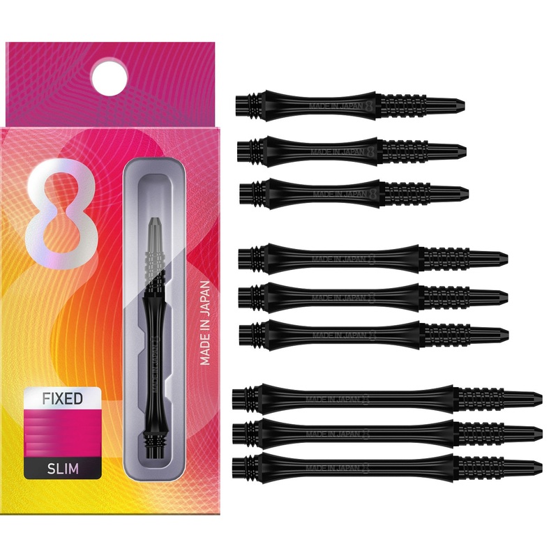 8 Black Slim Fixed Dart Stems / Shafts Short