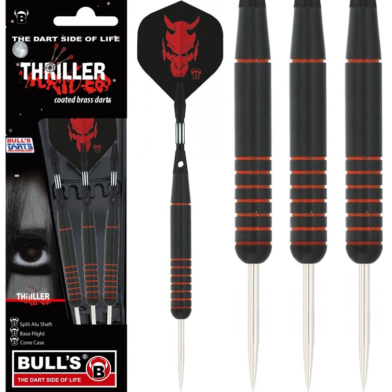 BULL’S Thriller Darts – Steel Tip – Black Brass – Red Ringed 21g