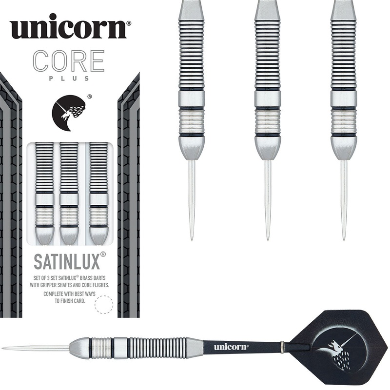 Core Plus Brass Satinlux Steel Tip Darts by Unicorn 22 Gram