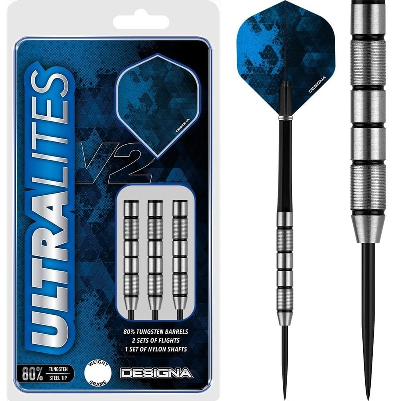 Designa Ultralites V2 Darts – Steel Tip – M1 – Twin Micro Grip – 18g 18g