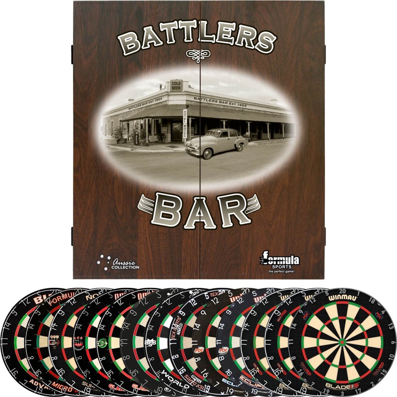 Formula Sports – Battlers Bar Dartboard Cabinet & Dartboard Bundle – Choose Your Board Bulls NL – Advantage 501