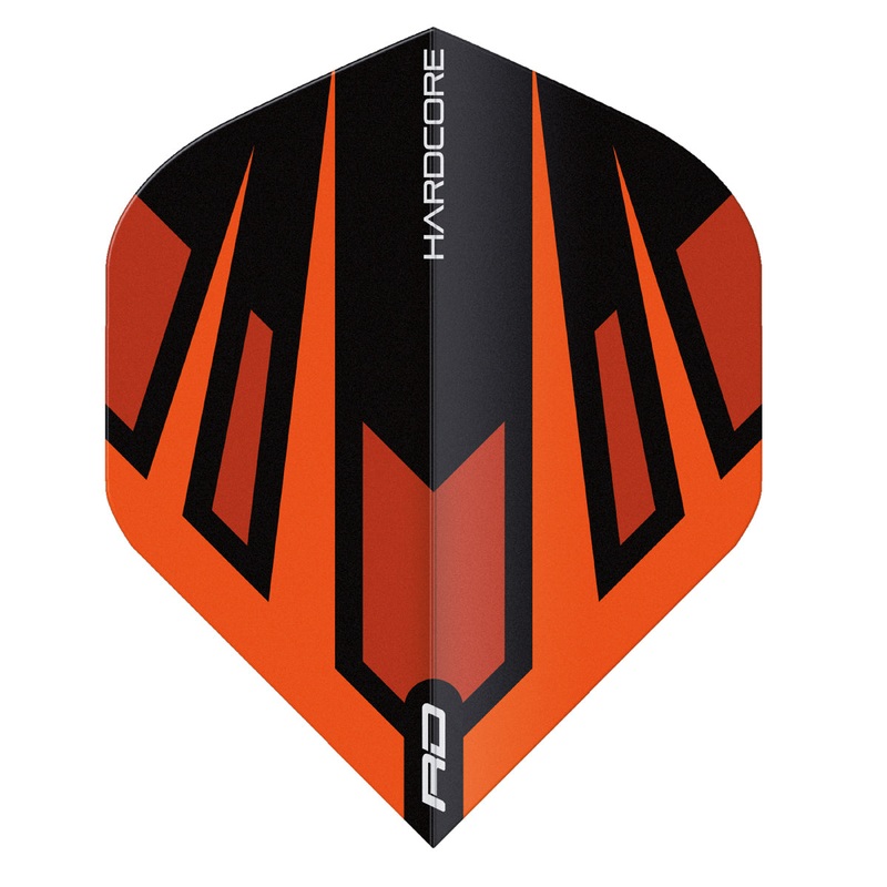 Hardcore Radical Orange & Black Fan Standard Dart Flights by Red Dragon
