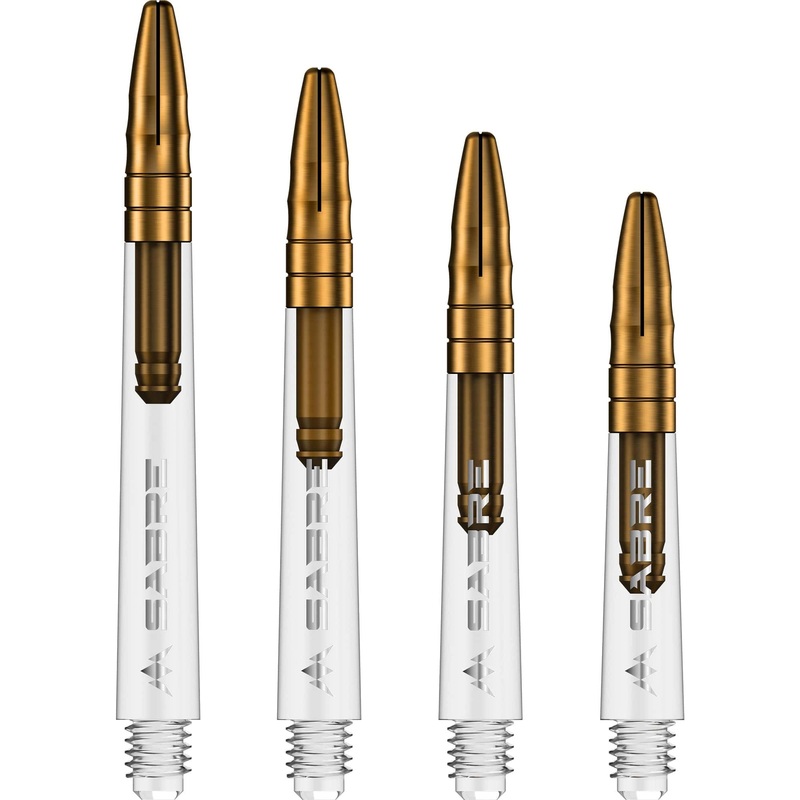 *Mission Sabre Shafts – Polycarbonate Dart Stems – Clear – Gold Top Medium