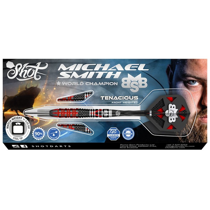 Shot Michael Smith Tenacious Steel Tip Darts 90% Tungsten  2023 23 grams