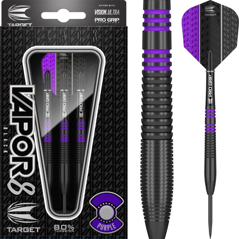 Target – Vapor 8 Black & Purple Darts – Steel Tip – 80% Tungsten – 21g 23g 21 grams