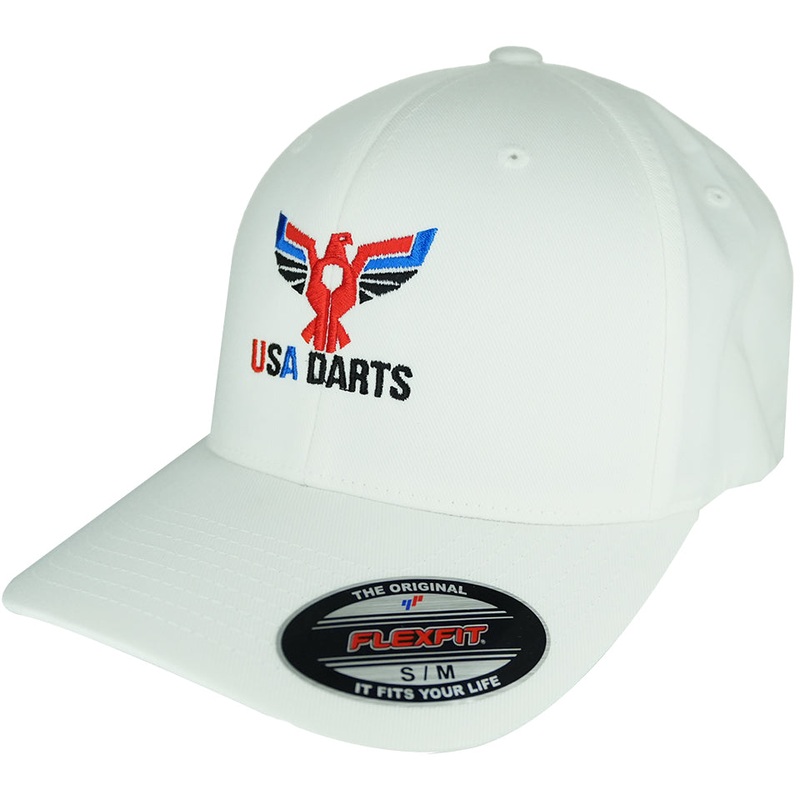 USA Darts Flexfit 6277 Wooly Combed Hat – White S/M