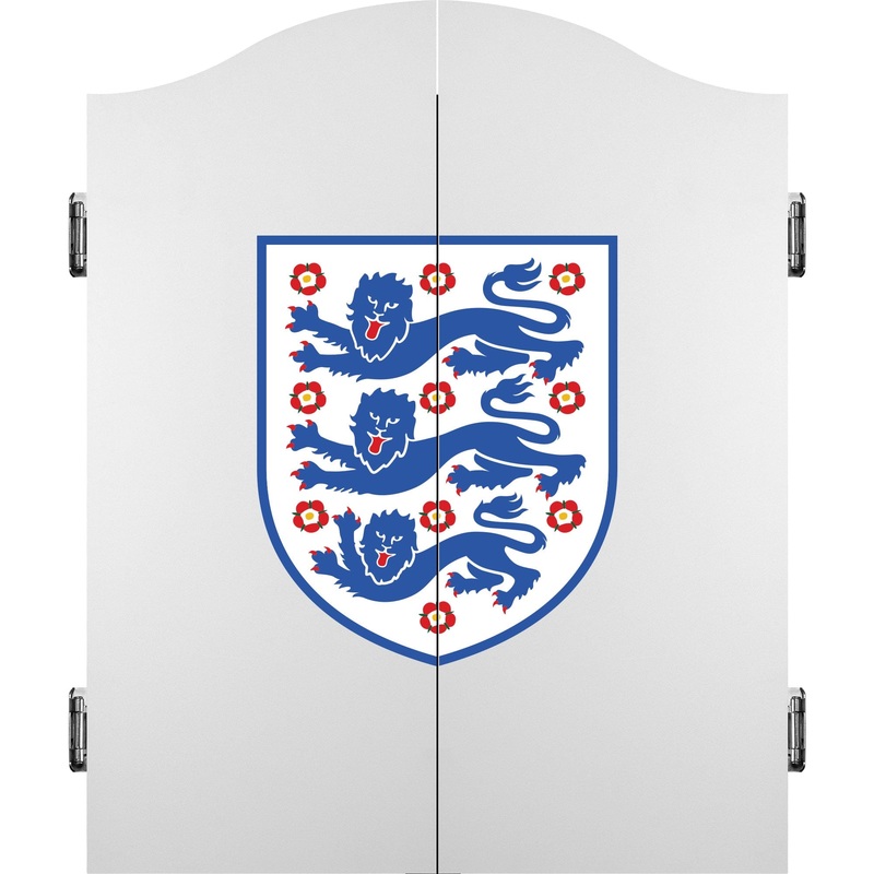 England Football Dartboard Cabinet – Official Licensed – C1 – White – 3 Lions Crest