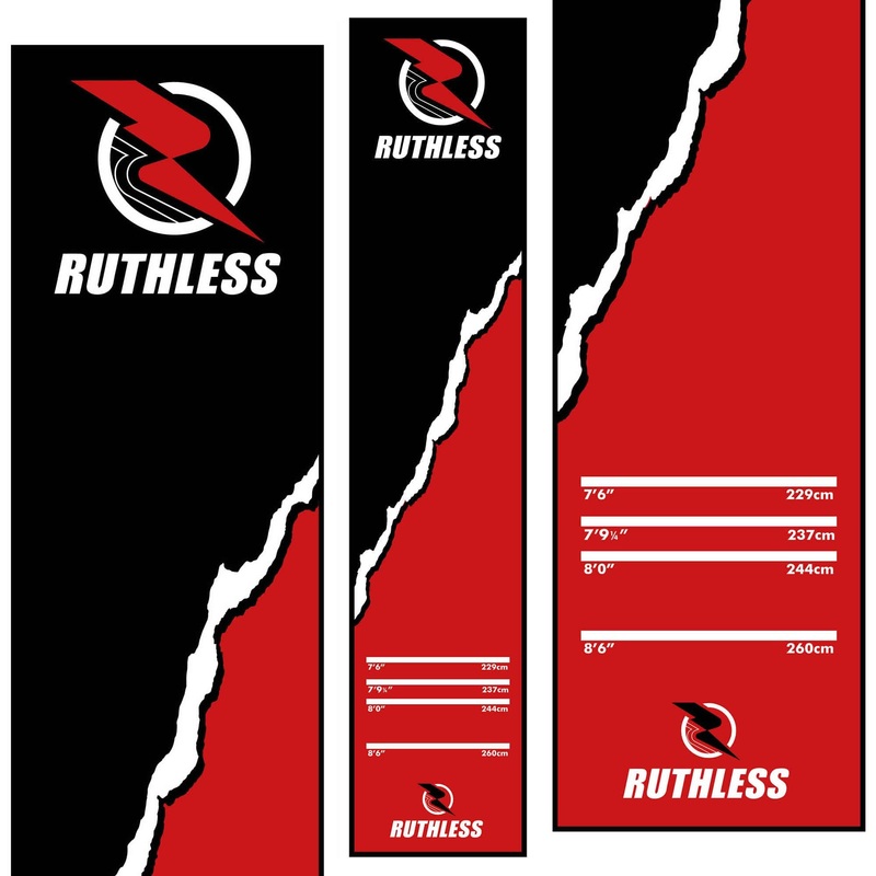 Ruthless RipTorn Dart Mat – Carpet Mat – 290cm x 60cm – Black & Red