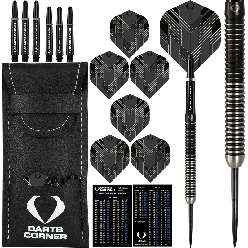 *Darts Corner BlackFin Darts – Steel Tip – M1 – Straight – Black 22g