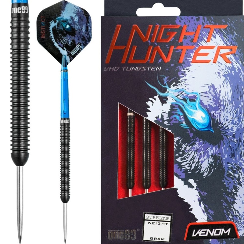 One80 Night Hunter Darts – Steel Tip – Black 22g