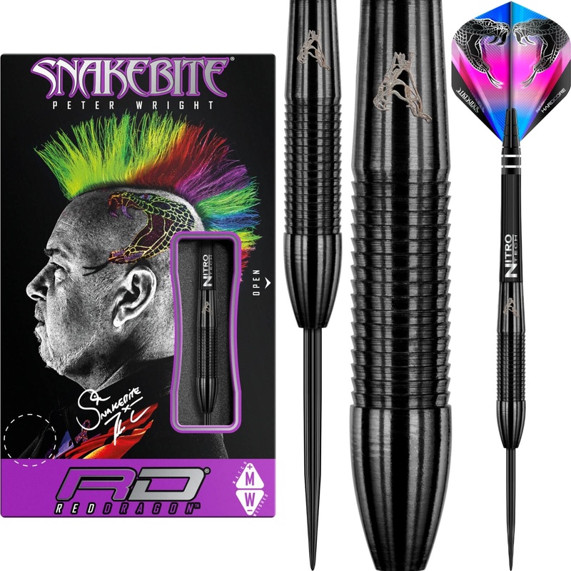 Red Dragon – Peter Wright Snakebite 3 Darts – Steel Tip – 90% Tungsten – 22g 26g 22 grams