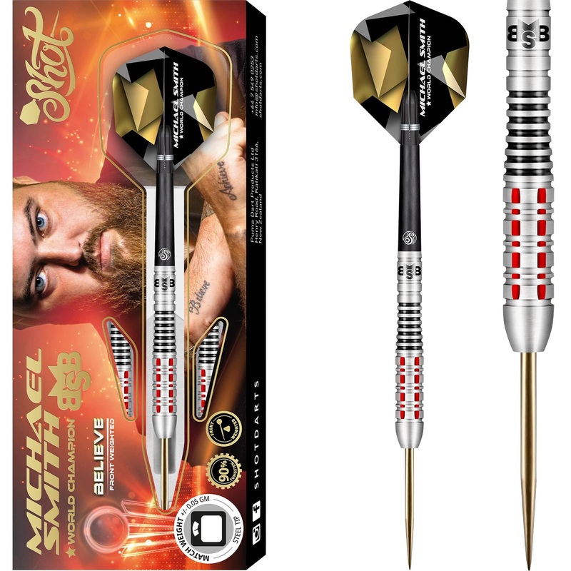 Shot Michael Smith Darts – Steel Tip Tungsten – Front Weighted – Bully Boy – Believe 22g