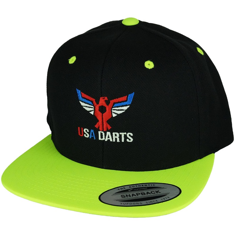 USA Darts Yupoong 6089 Snapback Hat – Black/Neon Green